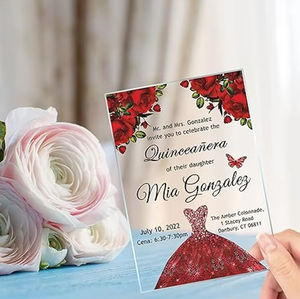 Invitation de <span class=keywords><strong>mariage</strong></span> transparente acrylique de luxe Senior <span class=keywords><strong>robe</strong></span> <span class=keywords><strong>rouge</strong></span> pour fête d'anniversaire adulte - Product Image 1