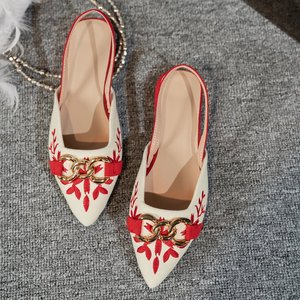 A9288 Scarpe da Donna Stile Europeo e Americano con Suola Piatta, Tomaia Bassa, Retro Aperto, Fibbia in Ferro, Scarpe da Lavoro - Product Image 3