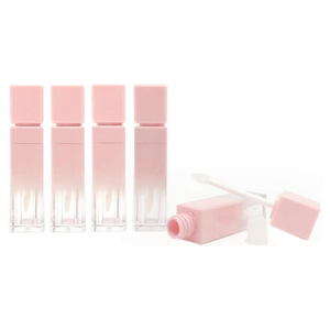 Wholesale Square Transparent 6ml Lip Tint <b>Tube</b> Unique Shape pink Color <b>Plastic</b> Empty Lip Gloss <b>Tubes</b> - Product Image 1