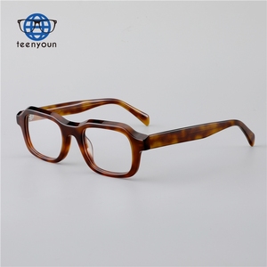 Teenyoun kacamata Retro asetat Pria Wanita, kacamata bingkai optik persegi macan tutul kualitas tinggi Logo kustom - Product Image 1