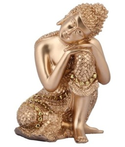 Statuette de Bouddha dorée en résine, décoration spirituelle traditionnelle pour la maison, ornement de table intérieur, élégante pièce d'art pour le salon, méditation - Product Image 1