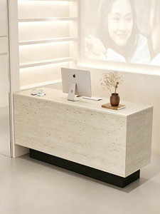White Minimalist <b>Reception</b> <b>Desk</b> Cash Register Counter MDF Front <b>Desk</b> for Beauty <b>Salon</b> Store Office Hotel - Product Image 3