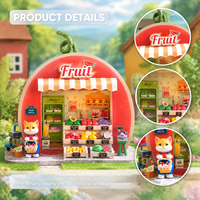 Miniature 3D Boutique de Fruits Chat Orange Artisanat Métallique en Carton Lumière LED DIY à Assembler Ornement de Bibliothèque Décoration Maison Cadeau
