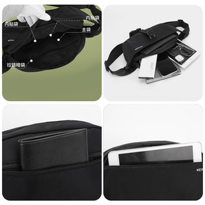 Bolso Bandolera Expandible Impermeable con Logotipo Personalizado para Hombre, Bolso de Hombro Funcional, Bolso Tipo Sling Moderno, Bolso Deportivo - Product Image 2