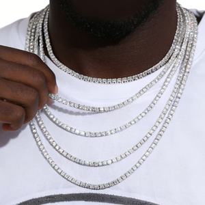 Fine Jewelry Hip Hop White Gold 925 <b>Sterling</b> <b>Silver</b> VVS Moissanite Diamond Cluster Tennis <b>Chain</b> Bracelet Necklace <b>for</b> Men <b>Women</b> - Product Image 6