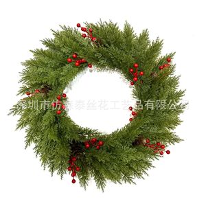 Guirnalda Navideña Artificial de Flores de Seda Sintética con Bayas Rojas, Decoración para Colgar en la Pared Exterior, 30 cm, Estilo Europeo - Product Image 5