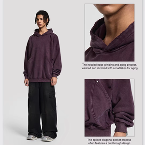 <span class=keywords><strong>Felpa</strong></span> <span class=keywords><strong>con</strong></span> <span class=keywords><strong>Cappuccio</strong></span> Unisex in Cotone Oversize <span class=keywords><strong>con</strong></span> Motivo a Cuore, Processo di Invecchiamento SNOW WASH, Tasche Diagonali, Personalizzabile OEM - Product Image 2