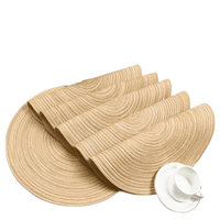 Sets de table ronds tressés 6 pièces, diamètre 3 mm, 380, décoration de cuisine, café, résistant à la chaleur, résistant aux taches, antidérapant, lavable