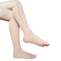 Chaussettes de compression en nylon tricoté sur mesure, hauteur genou, bout ouvert, soutien de la voûte plantaire, bas à fermeture éclair, yoga, varices, 15-20 mmhg