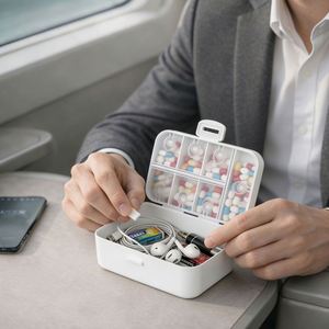 กล่องยาพลาสติกพกพาขนาดใหญ่ Jh Medibox สีขาว สำหรับเก็บยาเม็ด - Product Image 2