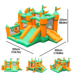Château gonflable DarlingKids avec parcours d'obstacles, combo structure <span class=keywords><strong>de</strong></span> saut pour enfants avec deux toboggans, murs d'escalade, basket-ball et football - Product Image 2