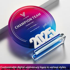 Trofeo Rotondo in Cristallo Acrilico Artificiale Personalizzato 2025-2026 Stella dell'Anno Premio del Personale per il Cinquantesimo Anniversario - Product Image 2