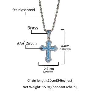 Người Đàn Ông Của Chữ Thập Vòng Cổ Bạc Hiphop Đồ Trang Sức Với Đá Cubic Zirconia Thép Không Gỉ Mặt Dây Chuyền Chuỗi Christian Biểu Tượng Tôn Giáo - Product Image 6