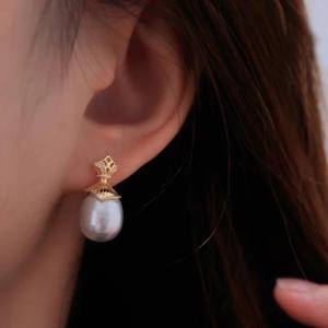 Accessoires en perles DIY 22575, clous d'oreille en argent S925, support creux pour cache-cernes avec perles de 9 à 13 mm, boucles d'oreilles élégantes en argent - Product Image 2