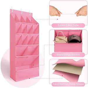 Over The Door <b>Shoe</b> Organizer 15 Pockets Pink Hanging <b>Shoe</b> Rack For Closet <b>Storage</b> With Large Pocket Multifunctional - Product Image 2
