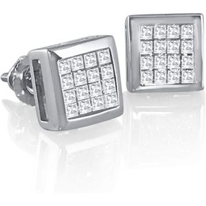 Pendientes de Diamantes con Corte Princesa Ornaatis, 0.35 Cttw, Oro Blanco de 14K, Color G-H, Claridad SI, Engaste Invisible, para Mujer - Product Image 3