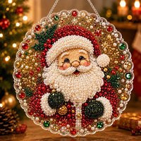 Kit de décorations de Noël à peindre avec des diamants, pendentif DIY 5D en strass et perles pour la décoration de l'arbre de Noël, coffret cadeau