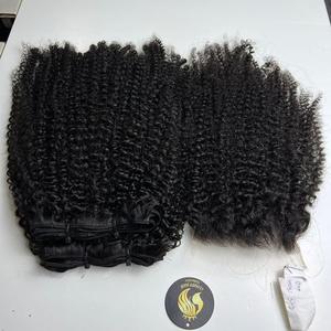 Cuticle Aligned Vietnamese Kinky <b>Curly</b> Hair Weft Bundles Hair <b>Extensions</b> from 8-40 inches Super Double Drawn Hair from One Donor - Product Image 2