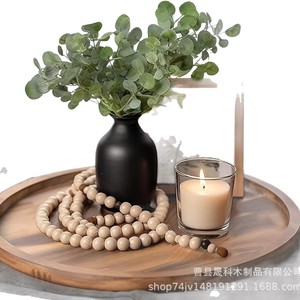Wooden Serving <b>Tray</b> Round Natural Wood Decorative Plate For Home Kitchen Tea Coffee <b>Snack</b> Fruit Pizza Display - Product Image 5