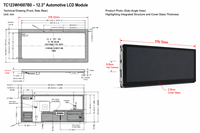Module LCD étiré TMK 12,3 pouces 1920x720 1000 Nits IPS, écran large plage de température (-30 à 85 degrés) avec LVDS pour IHM industrielle