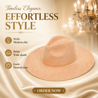 Chapeau Fedora en Daim à Large Bord Couleur Unie Unisexe – Chapeau Panama en Feutre Doux Style Western Vintage pour Femme, Idéal pour les Festivals