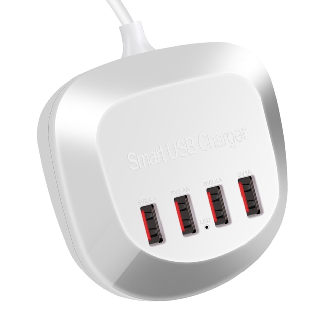 Smart Multi USB Charger 36W 4-Port Mobile Phone USB Charging Station with Power Plug US/EU/AU/UK for Mobile Phones Earphones T3A