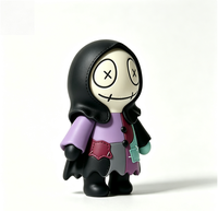 Figurine statique gothique en vinyle OEM, motif fantôme vaudou, patchwork multicolore, yeux brodés au point de croix, noir, vente en gros usine Chine