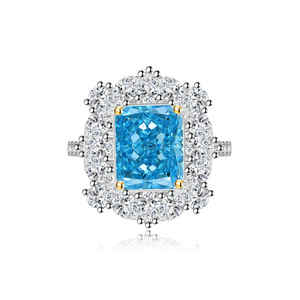 Toderi Fashion Jewelry Copper Rhodium Plated Waterproof 8*10mm Cubic Zirconia Vintage Floral <b>Adjustable</b> <b>Ring</b> For Women - Product Image 5