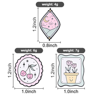 Broche en émail Pastel Mignonne Motif Floral Ciel Nocturne 3 Styles Lune Cerise Tulipe Plante en Pot pour Décoration de Sac à Dos