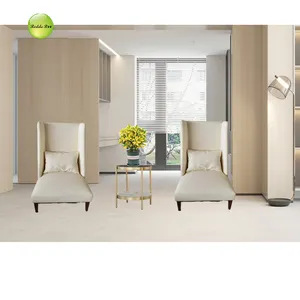 大きなサイズの新しいリビングルームスタイリッシュなハイバックウッドベルベット現代的なラウンジチェア白い玉座の椅子