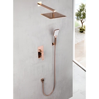 Robinet de Douche Mural Luxe Moderne en Laiton Poli Or Rose avec Mitigeur Monocommande et Cartouche Céramique