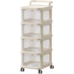 Carrito de almacenamiento para bebés con 4 cajones transparentes, organizador móvil para habitación infantil, unidad de cajones de plástico de varios niveles. - Product Image 5