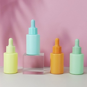 1oz Cosmetic Skin Care Essential Oil Bottle Packaging Frosted Glass Flat Shoulder 30ml Matte Green Serum Dropper Bottle Glass - Product Image 3