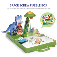 KS mainan Puzzle dinosaurus Led anak-anak, mainan edukasi DIY perakitan blok sekrup mainan Belajar Dini baru