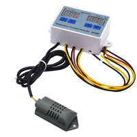 W1099 Pengontrol Suhu dan Kelembapan Digital Ganda 12V 24V 220V Peralatan Pembiakan Rumah Kaca Inkubator Pengukur Kelembapan Termometer