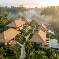 Parasol Palapa en PVC Écologique Traditionnel Imperméable pour Hôtels, Parcs Extérieurs et Complexes Balnéaires Maldiviens – Toiture en Chaume Synthétique