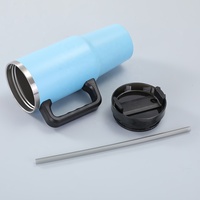 Tumbler Vakum Isolasi Dinding Ganda Stainless Steel 304 30 oz dengan Sedotan Lipat Bebas BPA, Performa Termal 6-12 Jam untuk Kopi dan Aktivitas Luar Ruangan