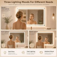 Ensemble de miroir mural intelligent anti-buée illuminé par LED Verre flotté rectangulaire pour salle de bain et hôtel Connectivité Bluetooth