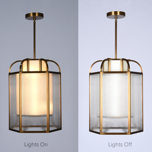 Modern Brass Ribbed Glass Pendant <b>Light</b> Luxury Lantern Chandelier for <b>Dining</b> Room lamp Hotel OEM ODM Custom Factory - Product Image 4