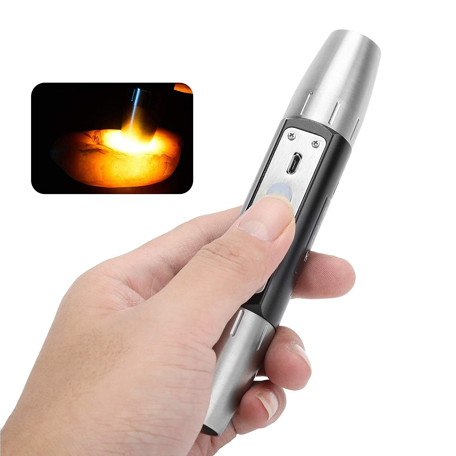 Uv Flashlight 365nm Ultraviolet Yellow White Light Usb 6 Led Jade