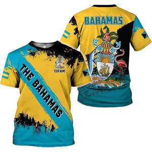 T-shirt en gros avec motif du drapeau des Bahamas, style drapeau, rubans diagonaux et pois - Product Image 3