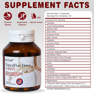 WXW <span class=keywords><strong>Natural</strong></span> Herbal Detox kapsul diet usus besar suplemen mendukung 15 hari membersihkan kapsul dalam stok - Product Image 2