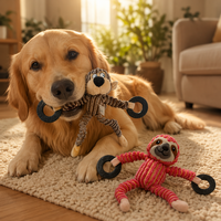 Jouet en peluche couineur pour chien, jouet interactif à anneau de traction, jouet à mâcher pour le nettoyage des dents, jouet durable pour chiens de petite et moyenne taille