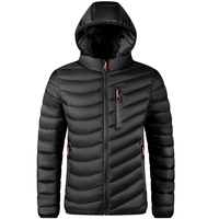 Veste d'hiver décontractée pour homme en nylon et polyester avec fermeture éclair, capuche amovible, légère, multi-poches, grande taille