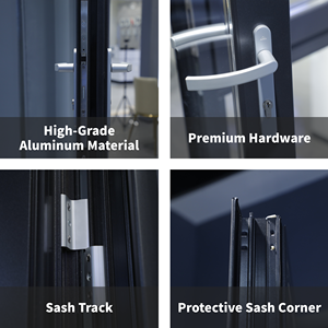 Fenêtre moderne de haute qualité en alliage d'aluminium à ouverture oscillo-battante, insonorisée, à isolation thermique, avec verre Low-E en acier inoxydable - Product Image 4