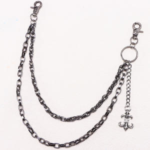 European And American Hip Hop Double Layer Metal Waist <b>Chain</b> Gunmetal <b>Cross</b> Pendant Punk Style Pants <b>Chain</b> For Men Women - Product Image 2