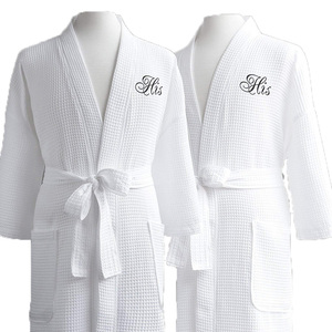 Peignoir waffle <span class=keywords><strong>pas</strong></span> <span class=keywords><strong>cher</strong></span> personnalisé luxe brodé blanc kimono peignoir/hôtel <span class=keywords><strong>spa</strong></span> peignoir <span class=keywords><strong>couple</strong></span> ensemble pour hommes femmes - Product Image 2