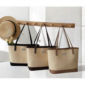 Women's Fashionable <b>Straw</b> Sun Hat <b>Large</b> Capacity Canvas Tote <b>Bag</b> for Summer Cross-Border Travel for Autumn Spring <b>Beach</b> - Product Image 3