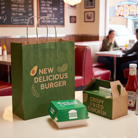 Boîte d'emballage en papier de qualité alimentaire, écologique, recyclable, avec logo personnalisé, pour emporter des hamburgers, des frites, des plats frits