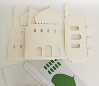   Ensemble de 6 décorations en carton DIY pour enfants, cadeaux Eid Mubarak, en forme de mosquée, avec paillettes